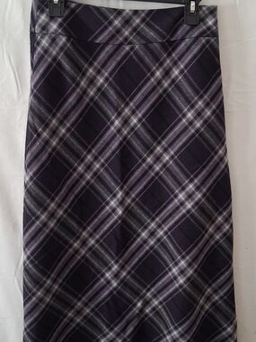 Talbots Petites Purple Plaid Pencil Skirt Size 4P Side Zip Midi